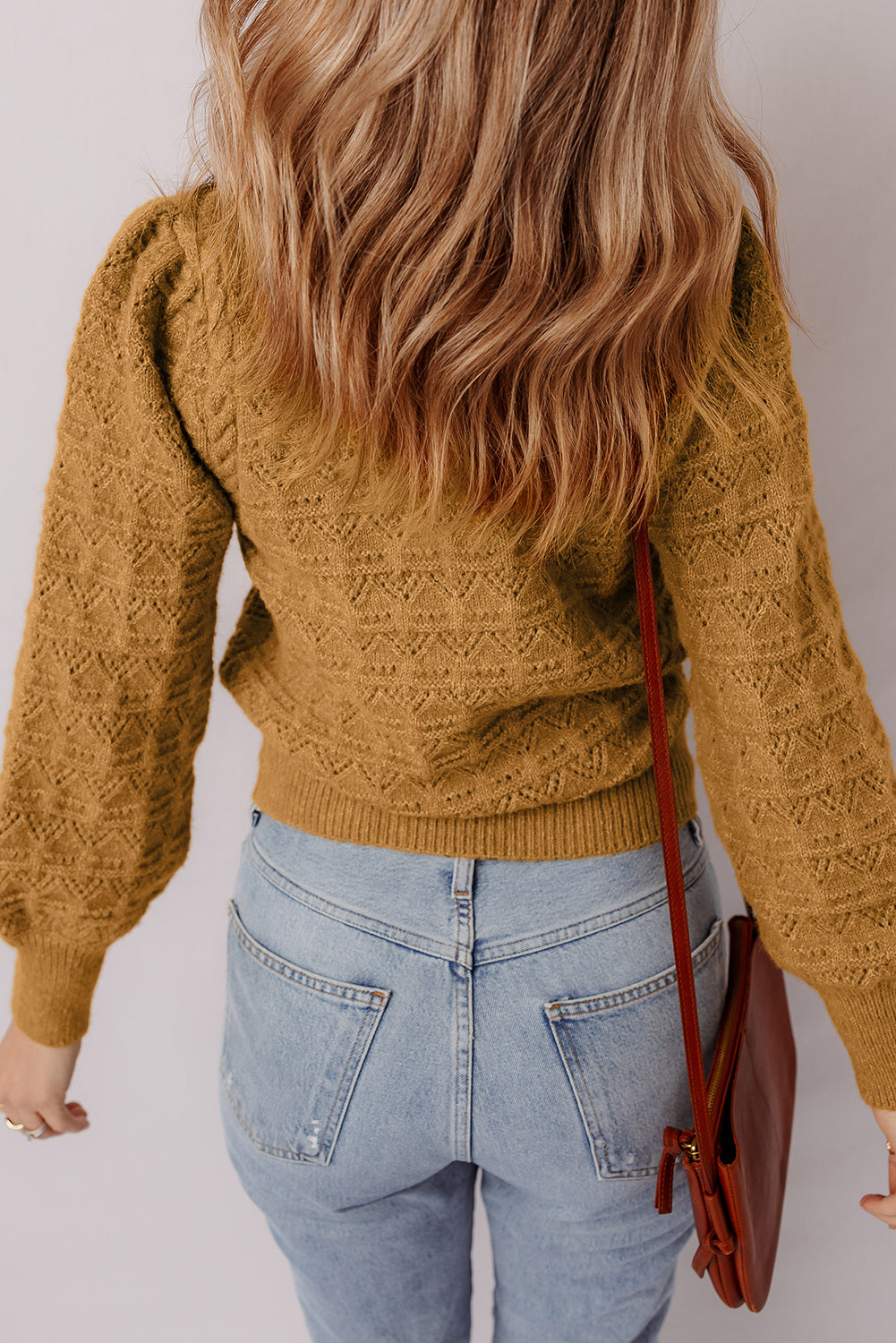 Aria Edge Balloon Sleeve Sweater Threaded Pear