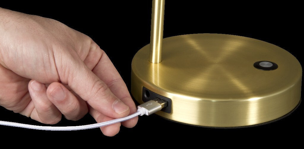 Shiny Satin Brass LED Adjustable Desk Lamp W2B