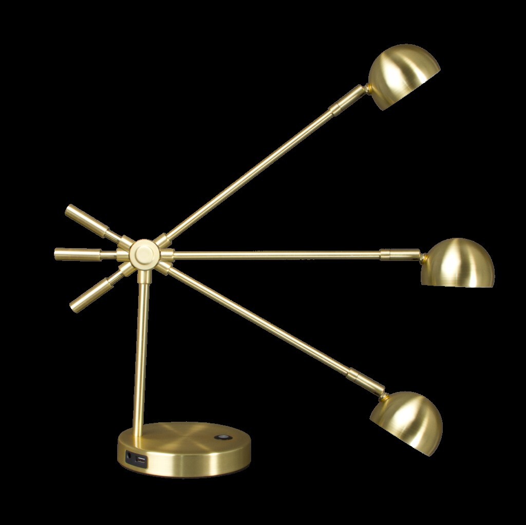 Shiny Satin Brass LED Adjustable Desk Lamp W2B