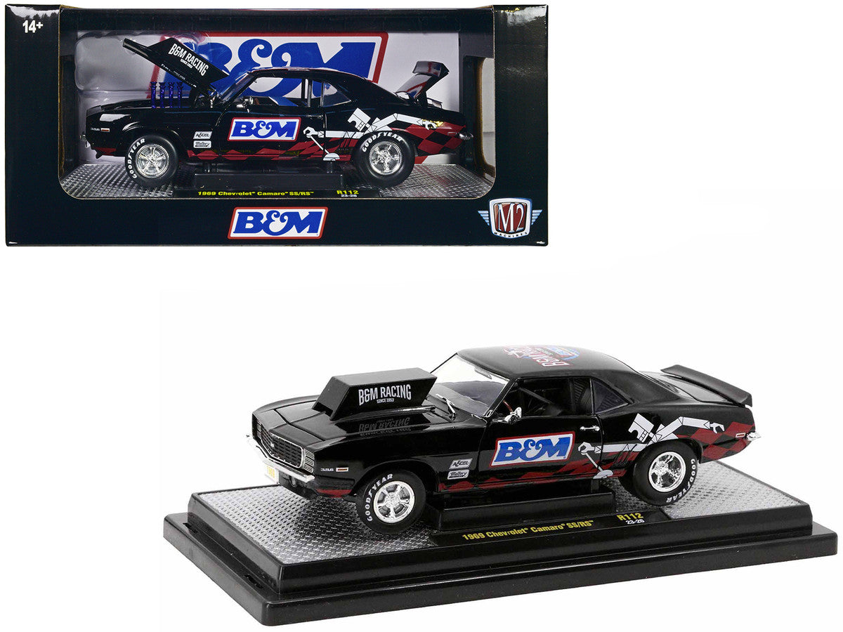 1969 Chevrolet Camaro SS/RS Black "B&M Racing" Limited Edition to 6650 pieces Worldwide 1/24 Diecast Model Car by M2 Machines M2