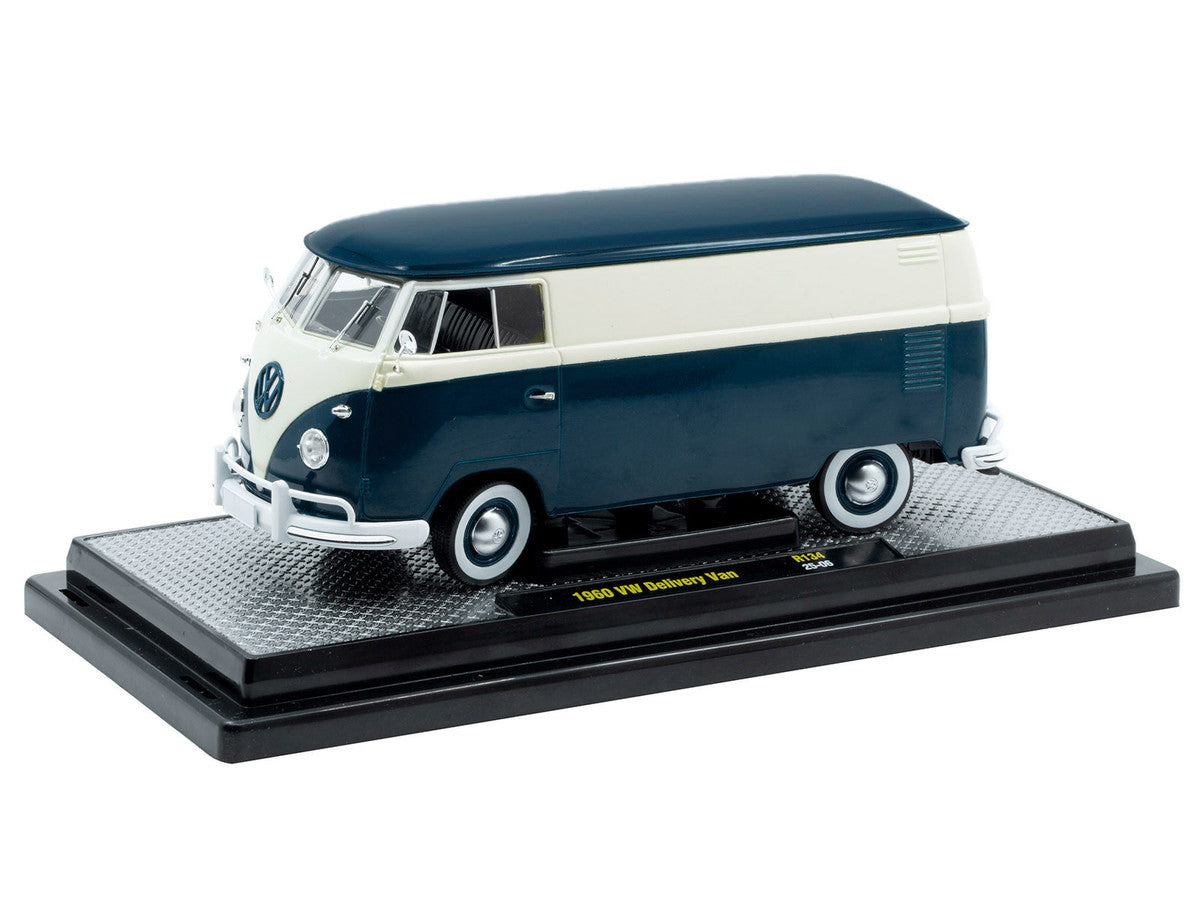1960 Volkswagen Delivery Van Blue and White Limited Edition to 6650 pieces Worldwide 1/24 Diecast Model Car by M2 Machines M2