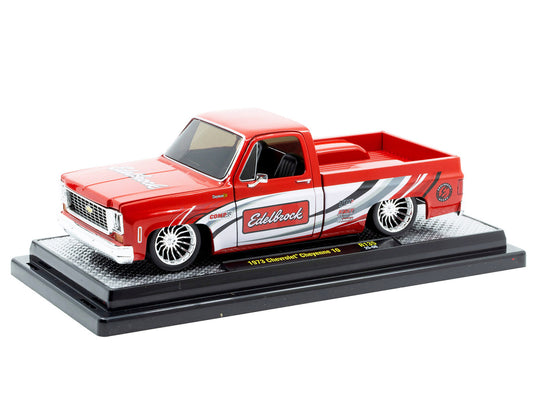 1973 Chevrolet Cheyenne 10 Pickup Truck "Edelbrock" Red with Graphics Limited Edition to 7850 pieces Worldwide 1/24 Diecast Model Car by M2 Machines-0