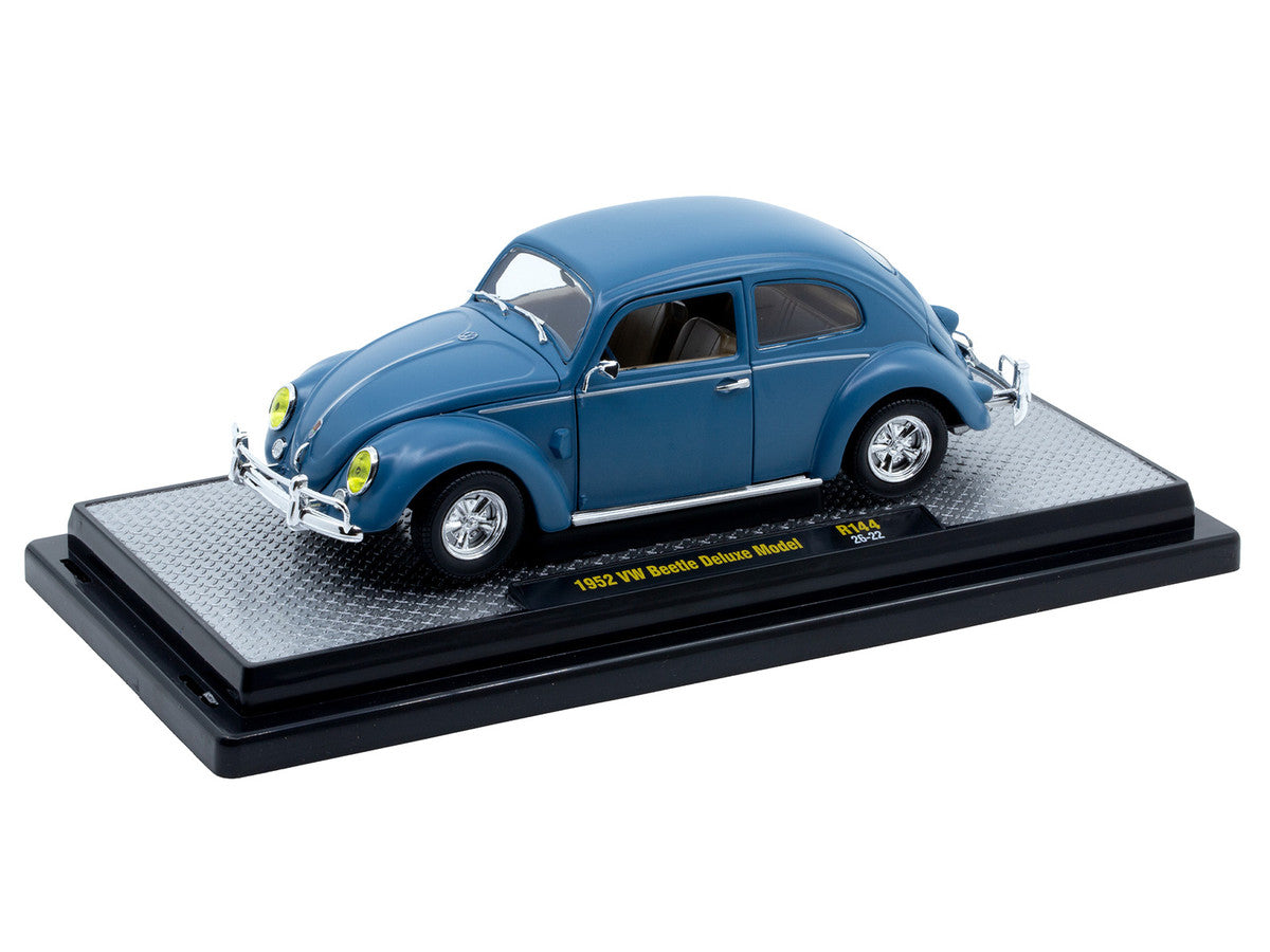 1952 Volkswagen Beetle Deluxe Model Matt Blue Limited Edition to 4850 pieces Worldwide 1/24 Diecast Model Car by M2 Machines M2