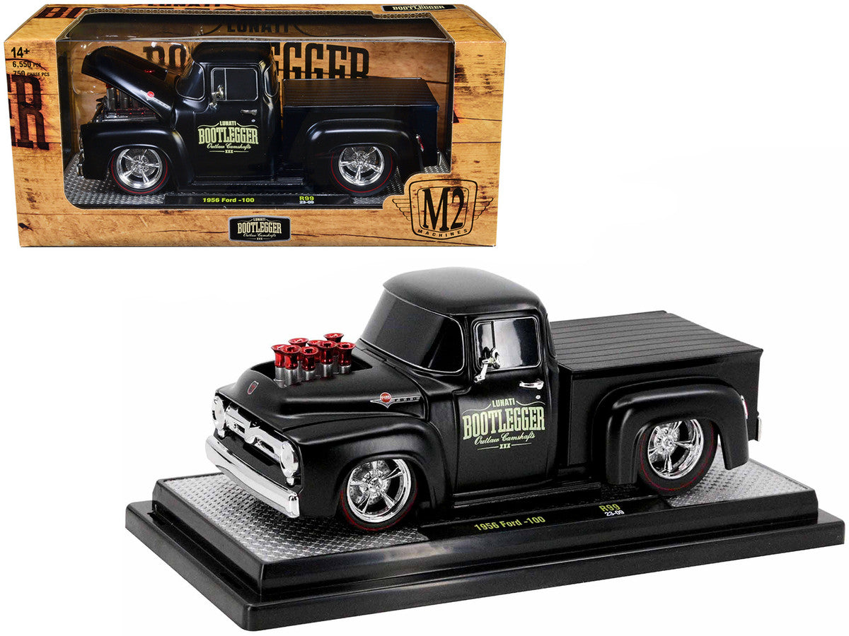 1956 Ford F-100 Pickup Truck Matt Black "Lunati Bootlegger" Limited Edition to 6550 pieces Worldwide 1/24 Diecast Model Car by M2 Machines M2