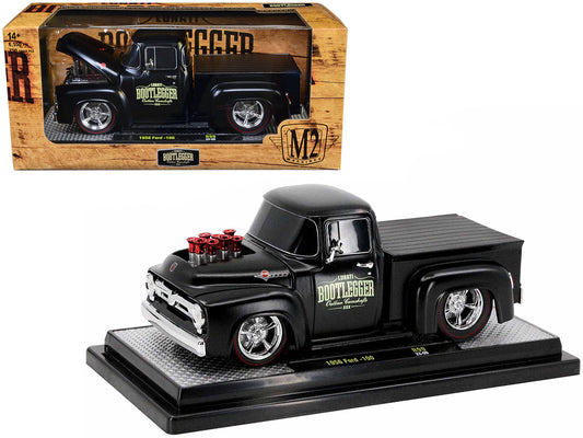 1956 Ford F-100 Pickup Truck Matt Black "Lunati Bootlegger" Limited Edition to 6550 pieces Worldwide 1/24 Diecast Model Car by M2 Machines M2