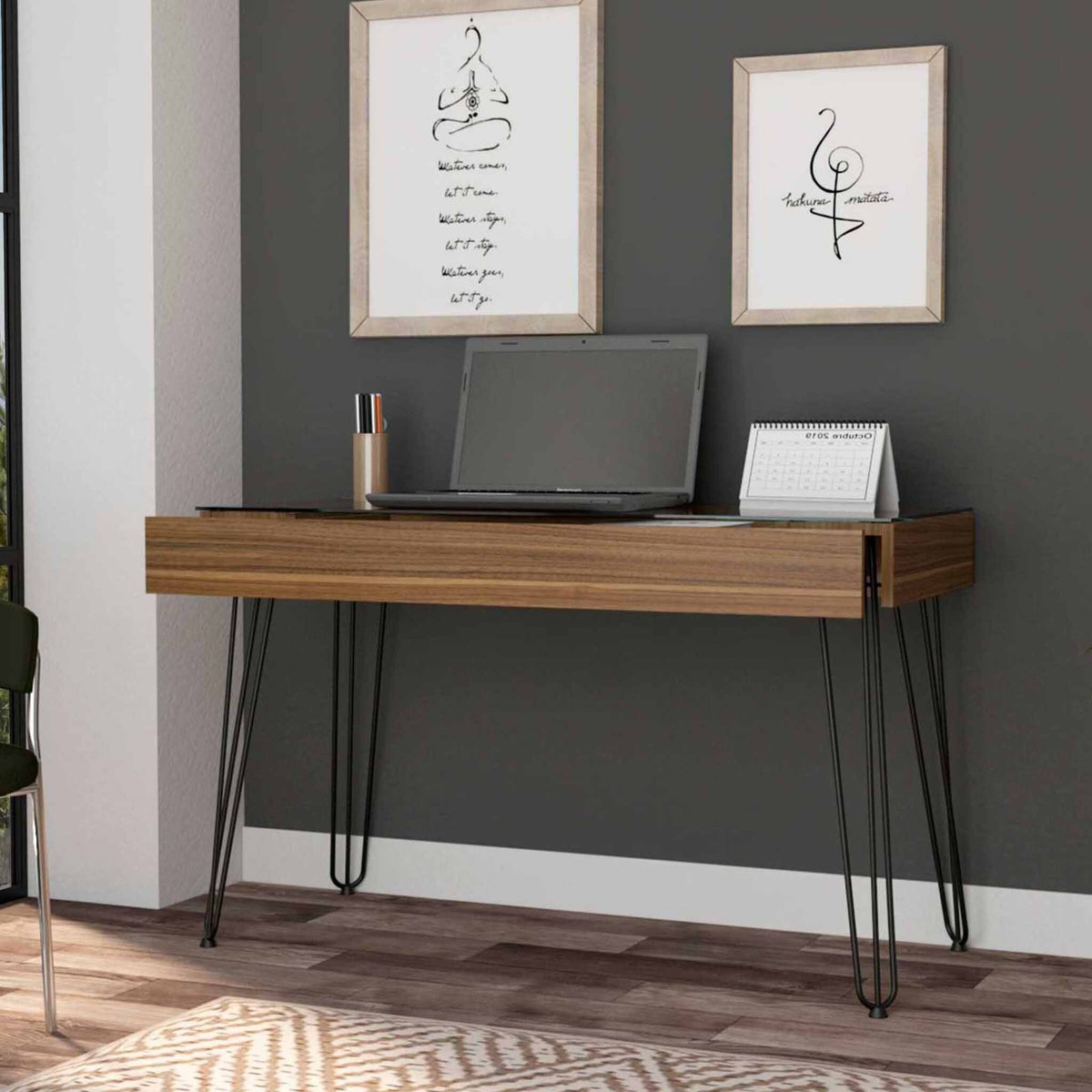 47" Brown and Black Computer Desk W2B