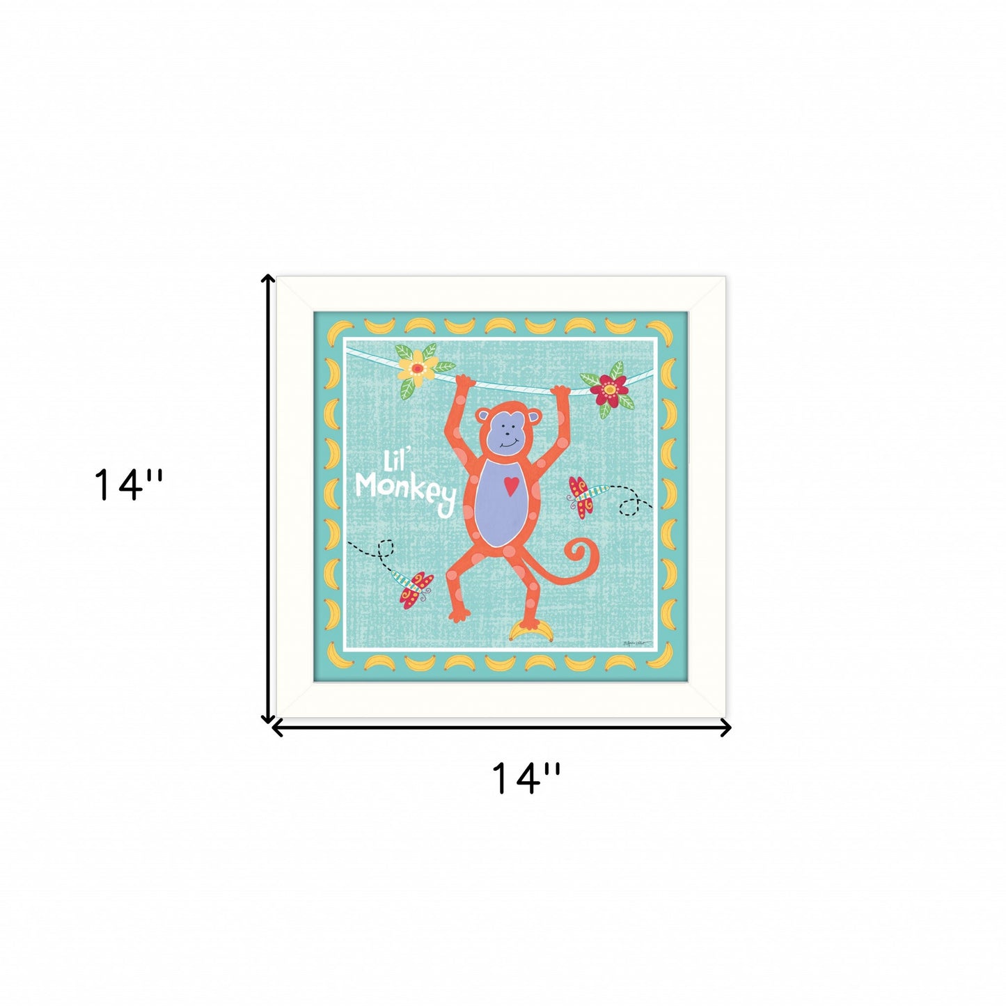 Beetle and Bob Baby Monkey White Framed Print Wall Art