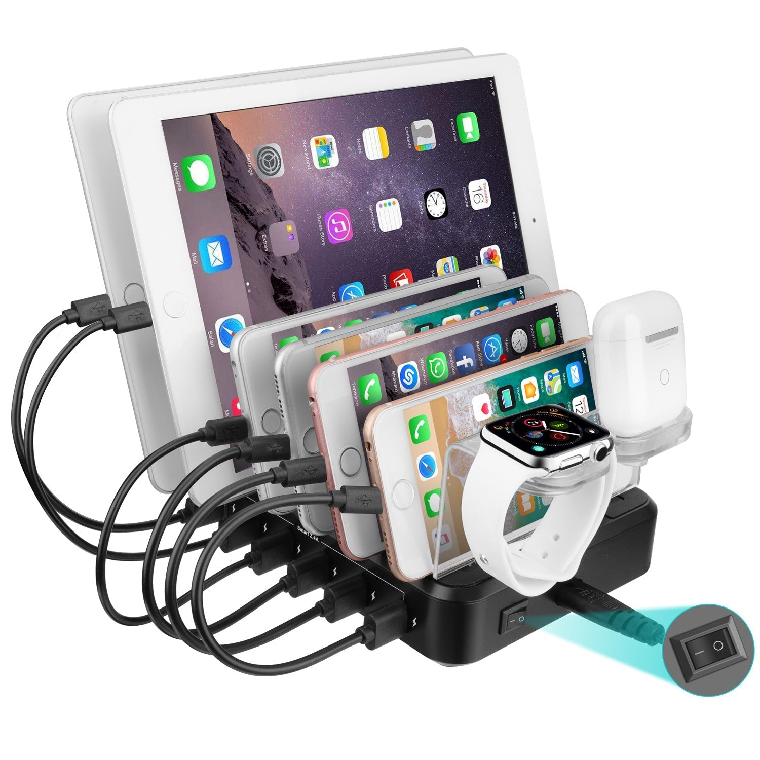 6-port 60W Charger USB Multi-port Charging Station Best YouTube Store