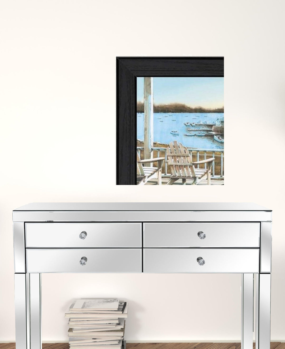 Set Of Two Lake Side Black Framed Print Wall Art W2B