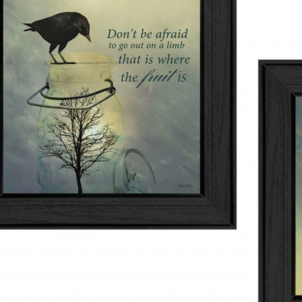 Set Of Two Glass Jars Black Framed Print Kitchen Wall Art W2B