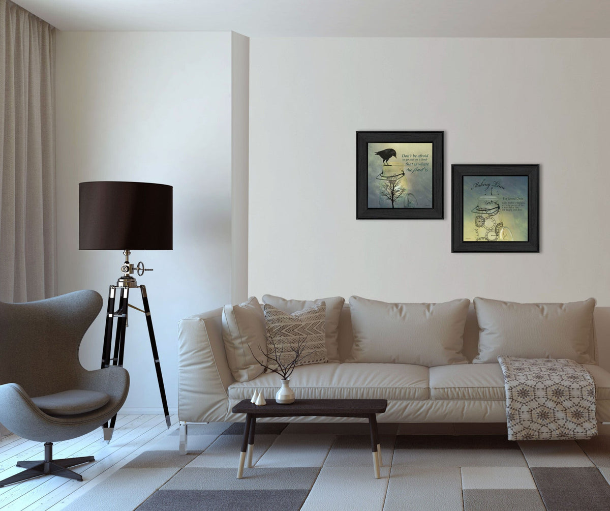 Set Of Two Glass Jars Black Framed Print Kitchen Wall Art W2B