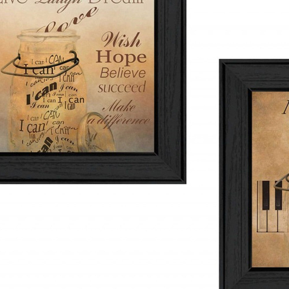 Set Of Two Music 3 Black Framed Print Wall Art W2B