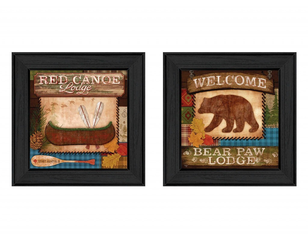 Set Of Two Lodge II Black Framed Print Wall Art W2B