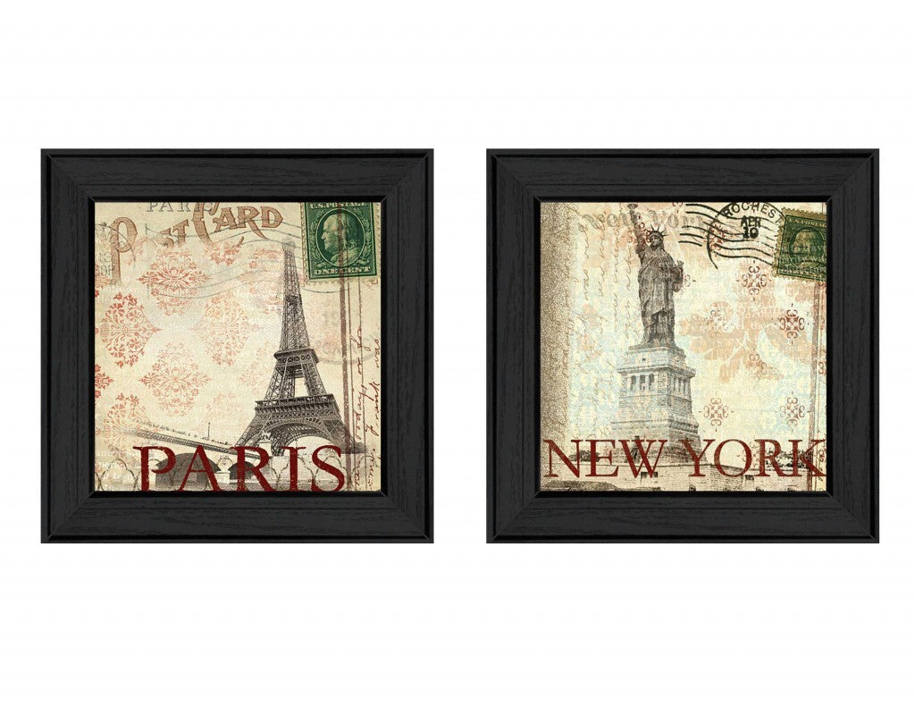 Set Of Two Post Cards Black Framed Print Wall Art W2B