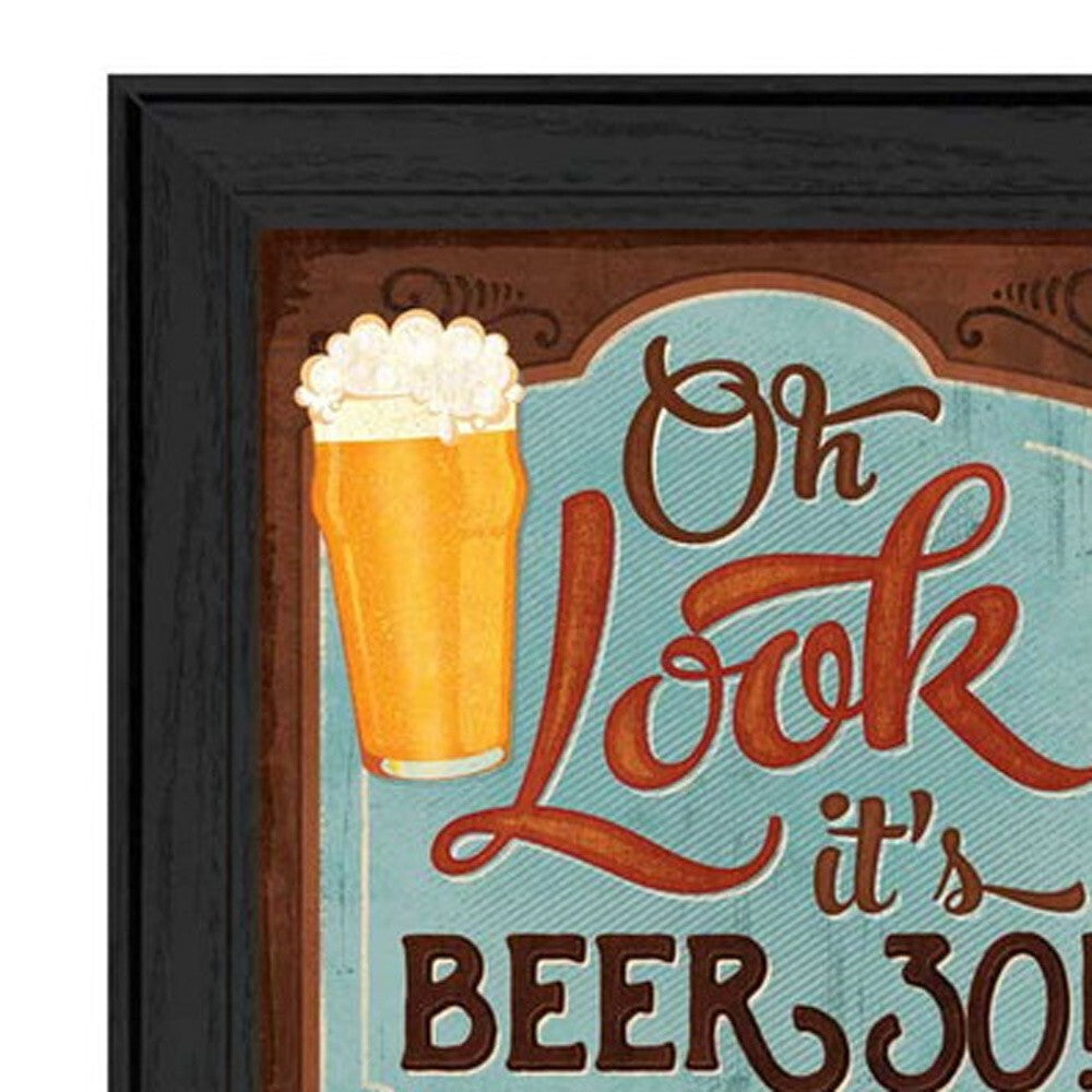 Set Of Two Beer Oclock Black Framed Print Wall Art W2B
