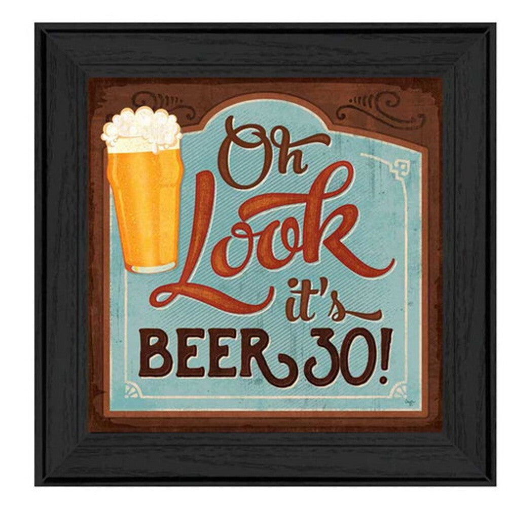 Set Of Two Beer Oclock Black Framed Print Wall Art W2B