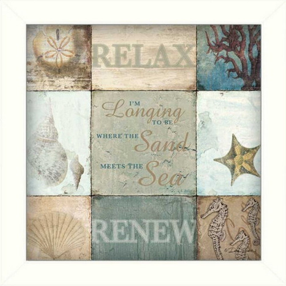 Set Of Two Sunshine Sand and Sea White Framed Print Wall Art W2B
