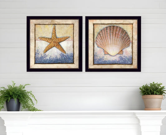 Set Of Two Sea Journey Black Framed Print Wall Art W2B