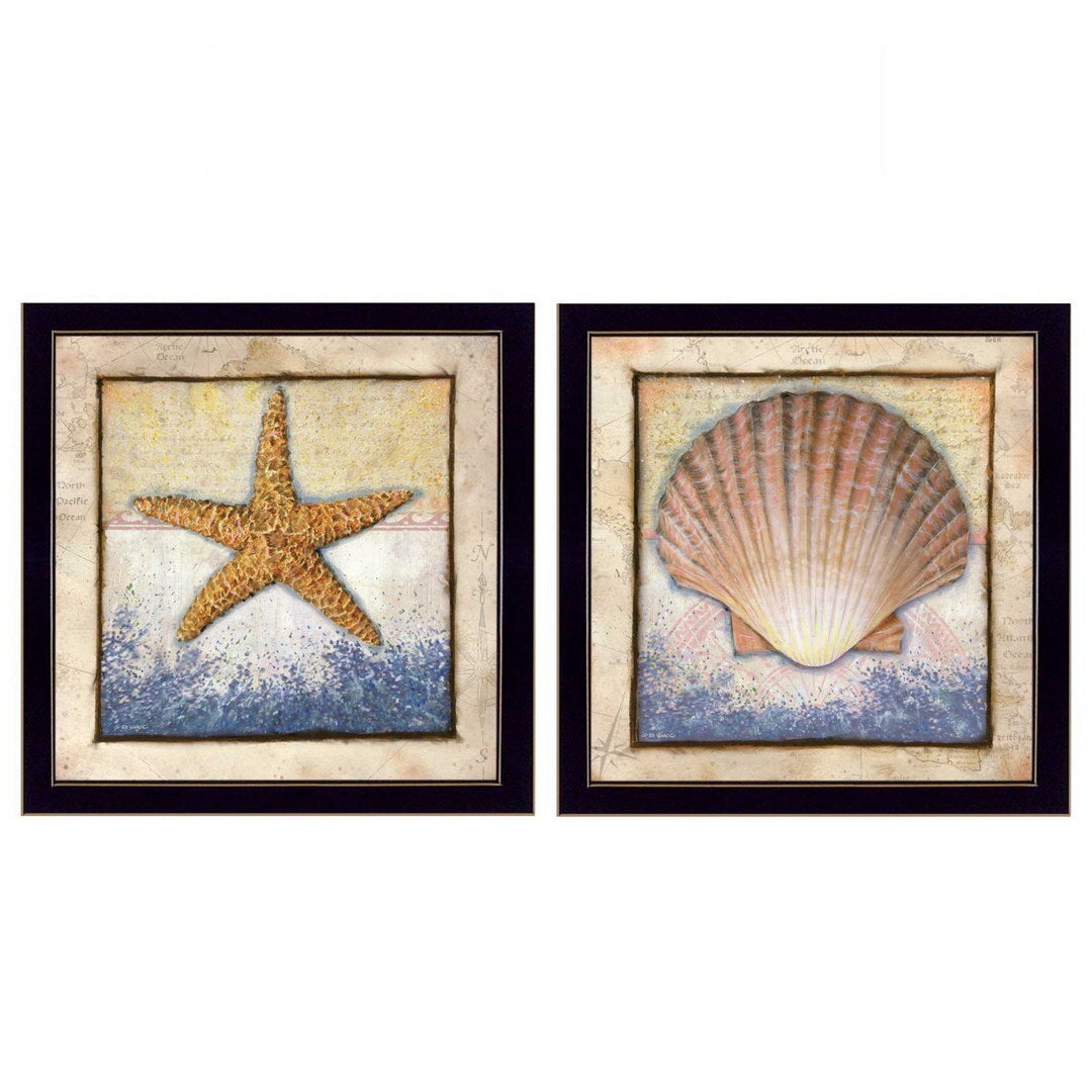 Set Of Two Sea Journey Black Framed Print Wall Art W2B