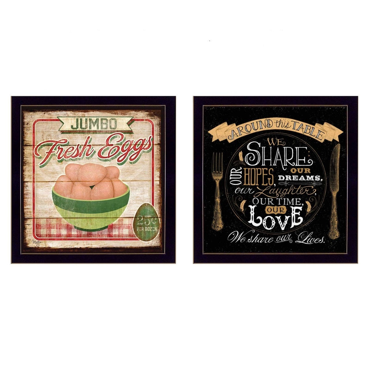 Set Of Two Around the Table Black Framed Print Wall Art W2B