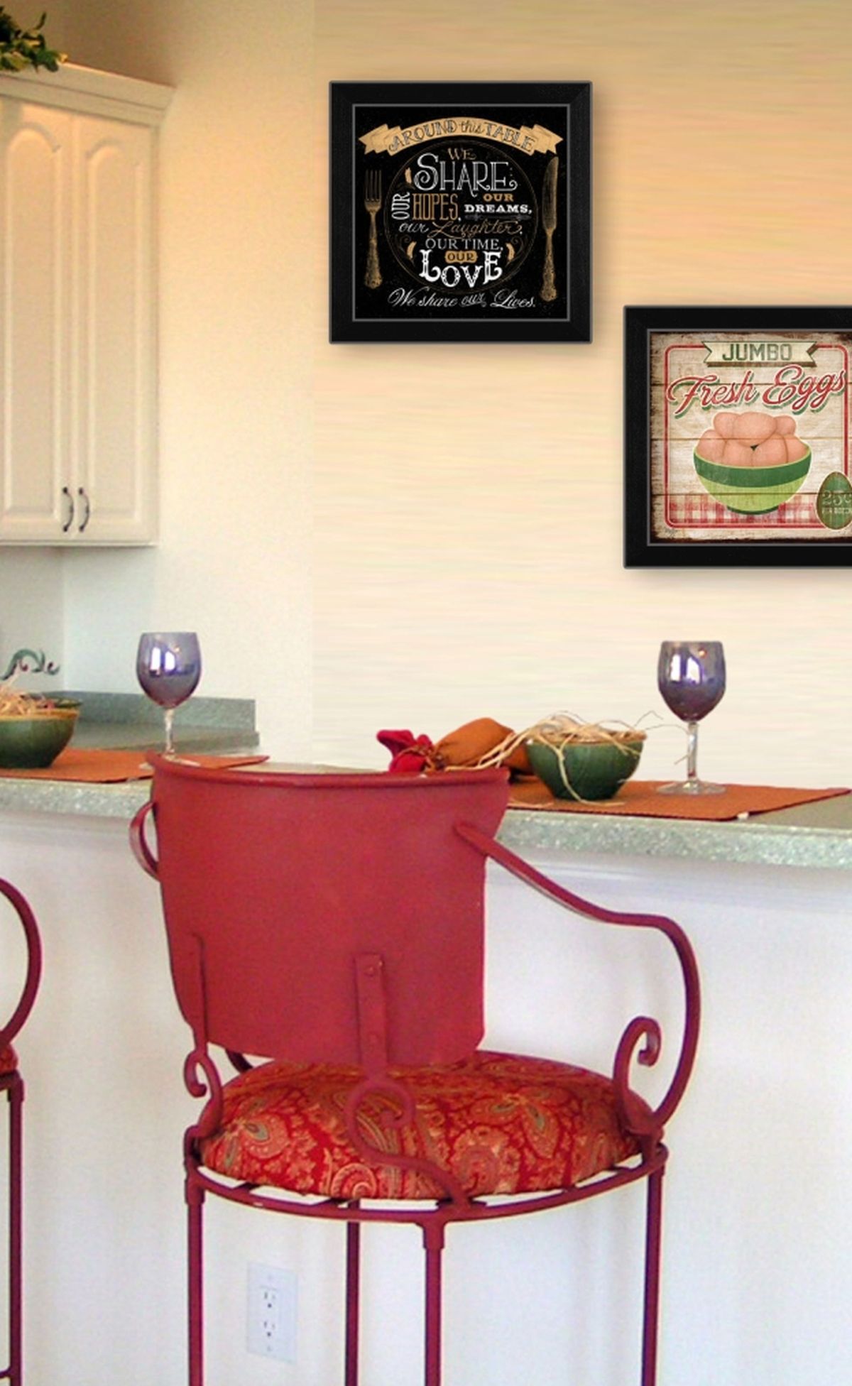 Set Of Two Around the Table Black Framed Print Wall Art W2B