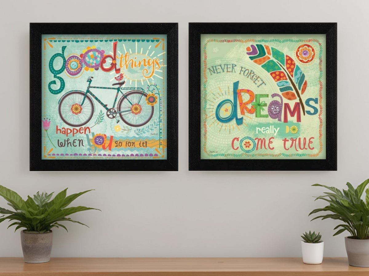Set Of Two Good Things Black Framed Print Wall Art W2B