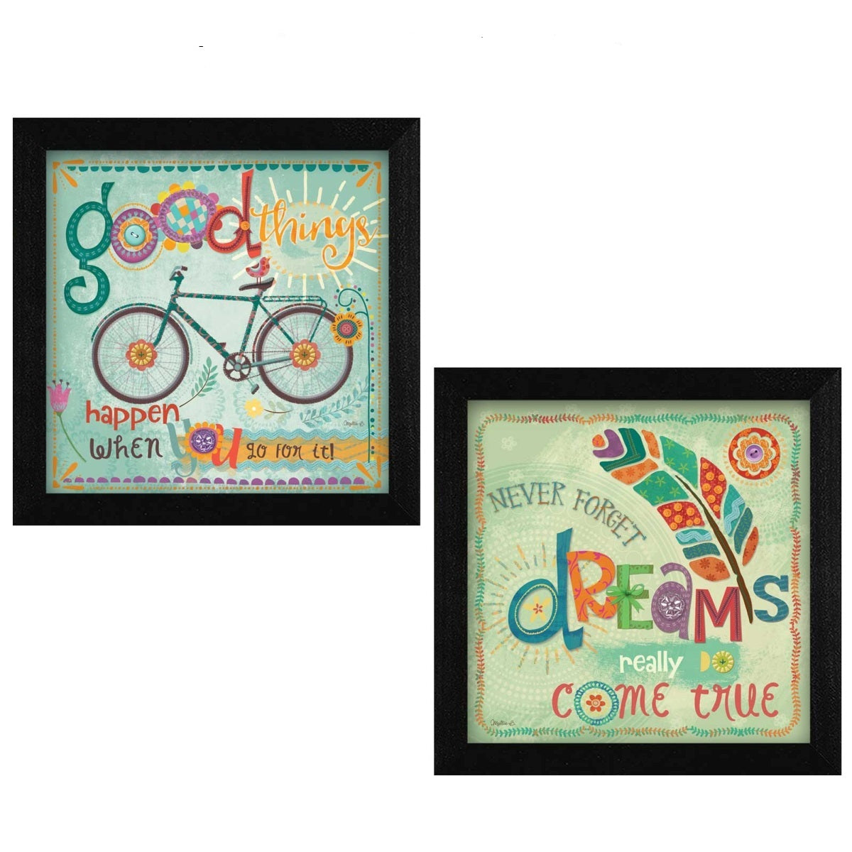 Set Of Two Good Things Black Framed Print Wall Art W2B