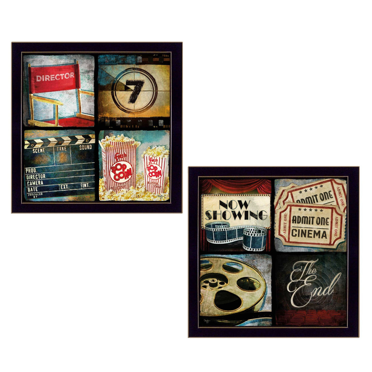Set Of Two At The Movies Black Framed Print Wall Art W2B