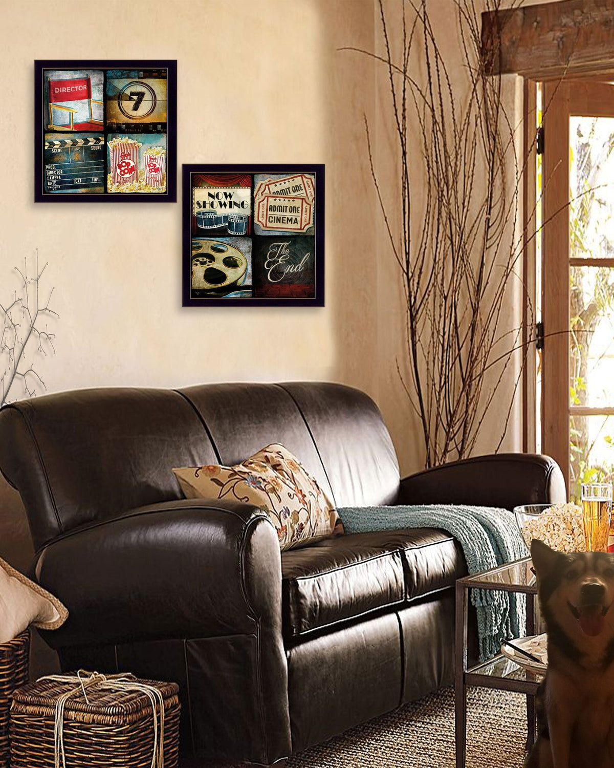 Set Of Two At The Movies Black Framed Print Wall Art W2B