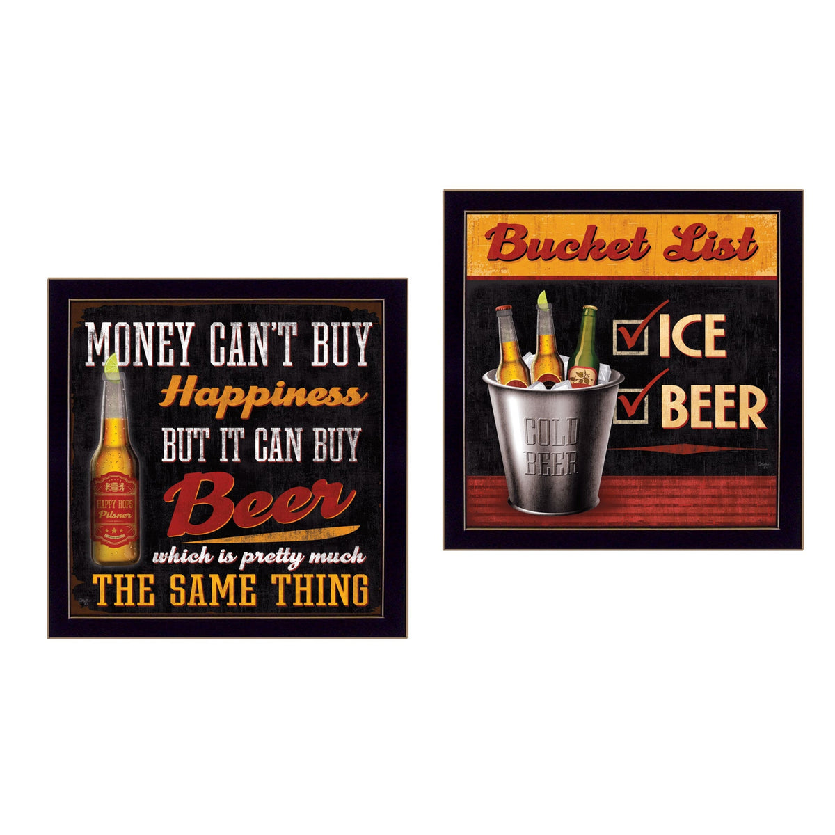 Set Of Two Bucket List Black Framed Print Wall Art W2B