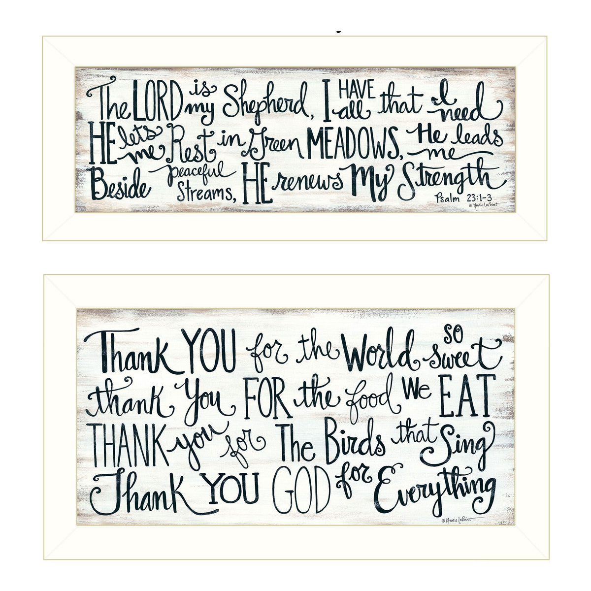 Set Of Two Thank You Lord 1 White Framed Print Wall Art W2B