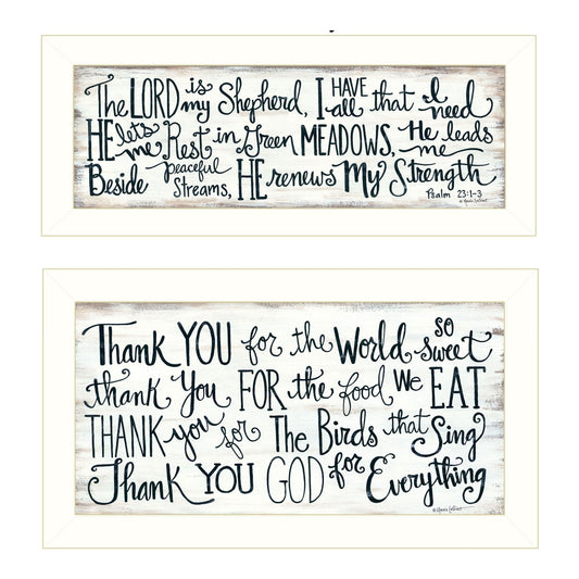 Set Of Two Thank You Lord 1 White Framed Print Wall Art W2B