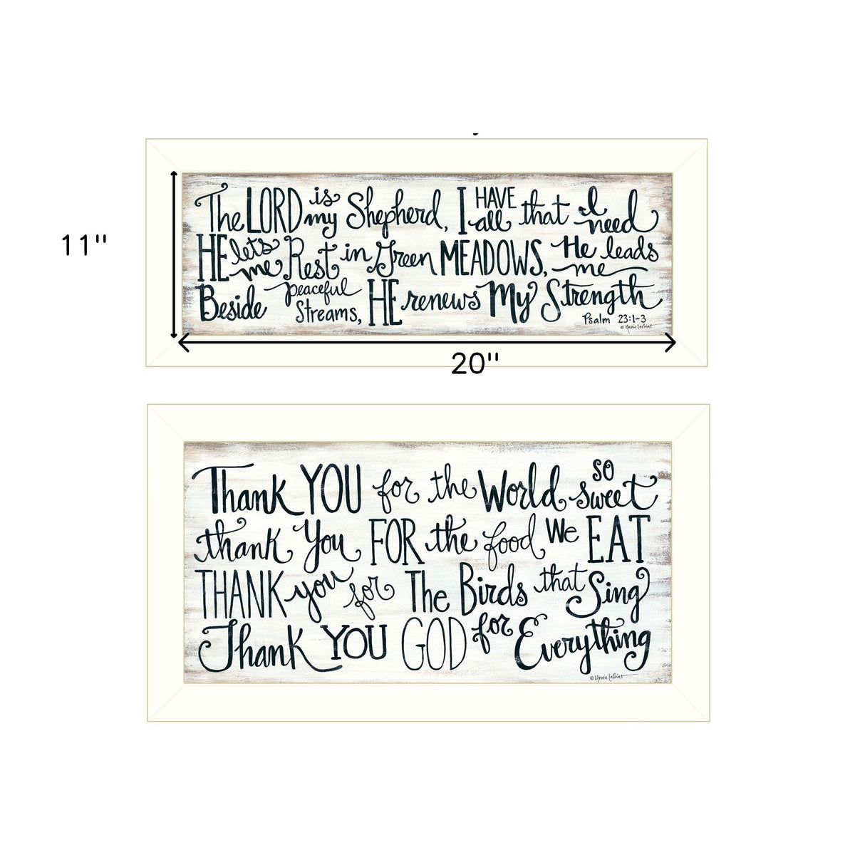 Set Of Two Thank You Lord 1 White Framed Print Wall Art W2B