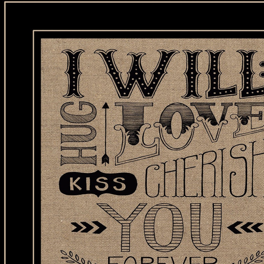 Set Of Two Hugs or Forever 2 Black Framed Print Wall Art W2B