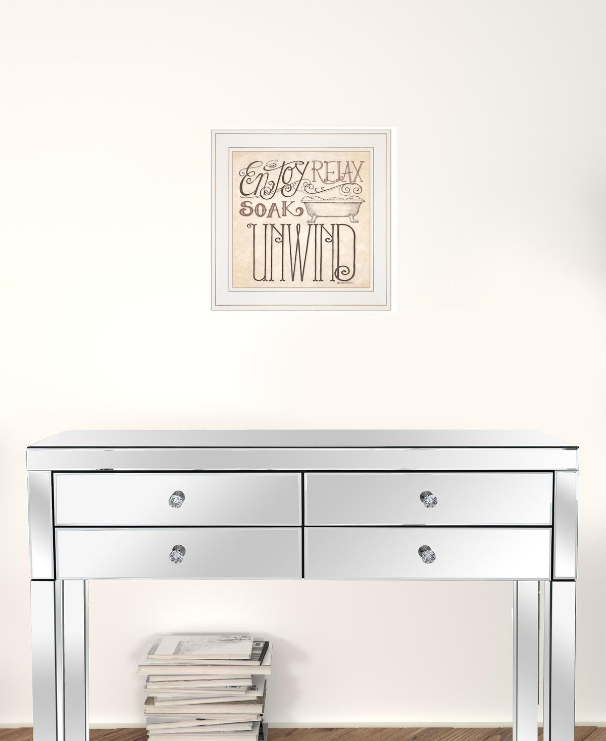 Set Of Two Soak and Unwind 2 White Framed Print Bathroom Wall Art W2B