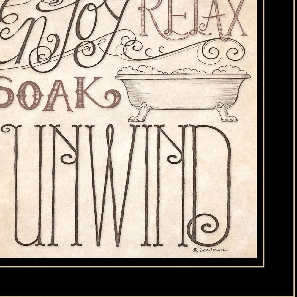 Set Of Two Soak and Unwind 3 Black Framed Print Bathroom Wall Art W2B