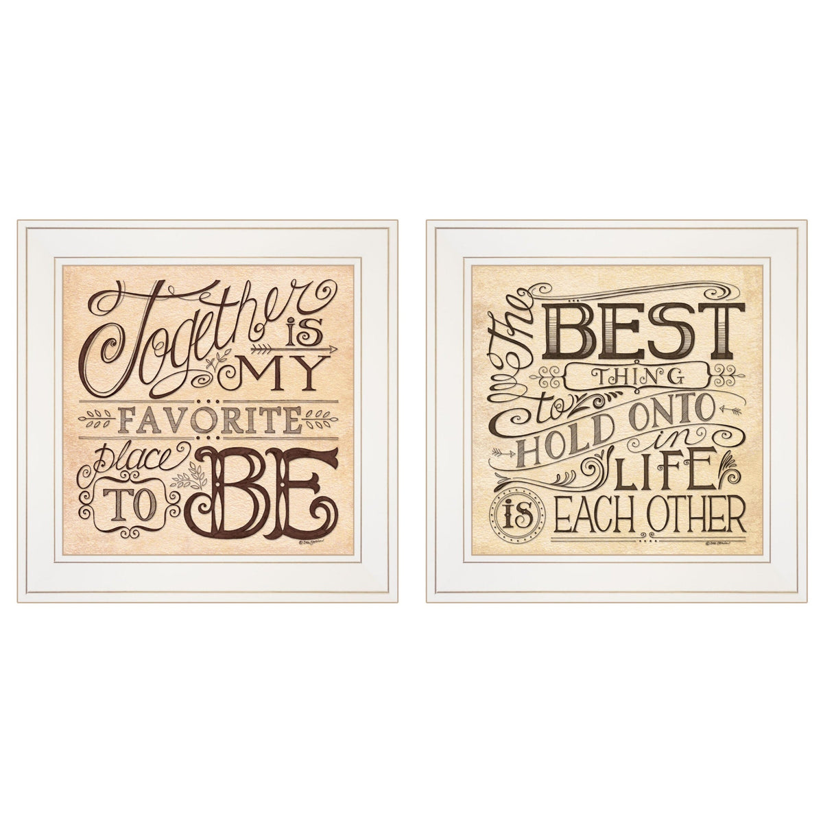 Set Of Two Together or Each Other 1 White Framed Print Wall Art W2B