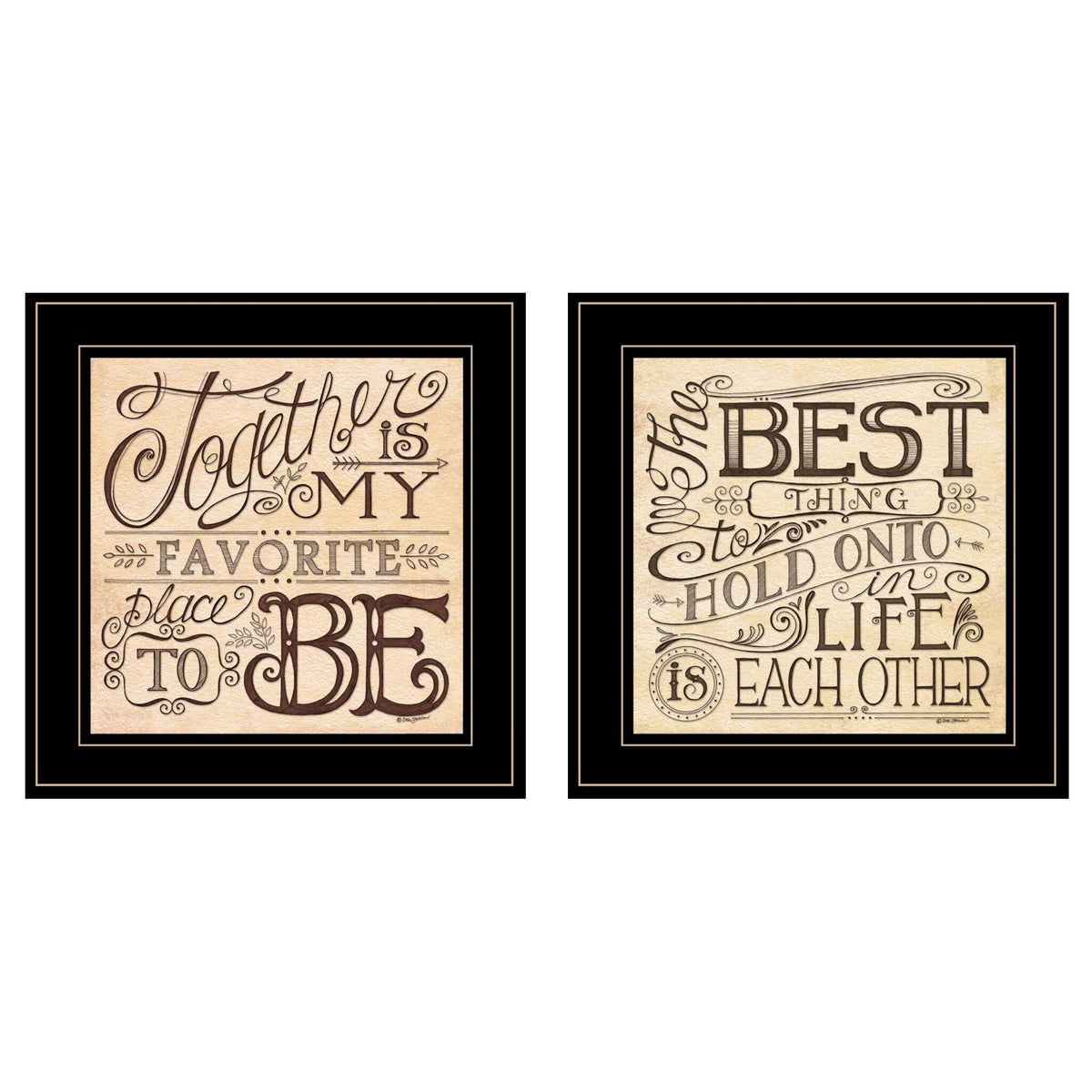Set Of Two Together or Each Other 2 Black Framed Print Wall Art W2B