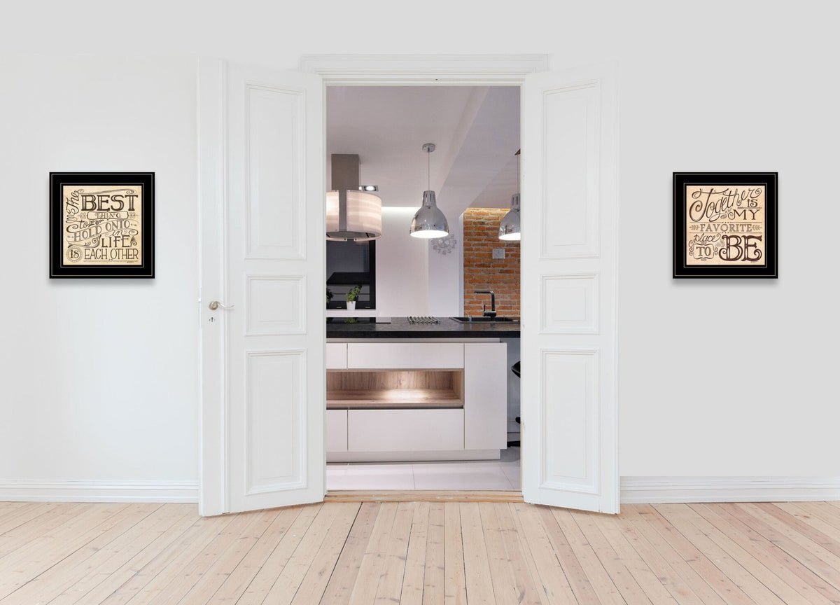 Set Of Two Together or Each Other 2 Black Framed Print Wall Art W2B