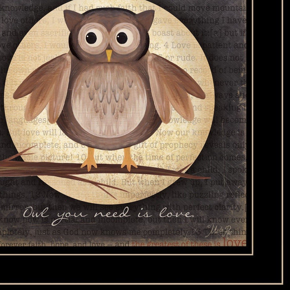 Set Of Two Owl Always Love and Need You 2 Black Framed Print Wall Art W2B