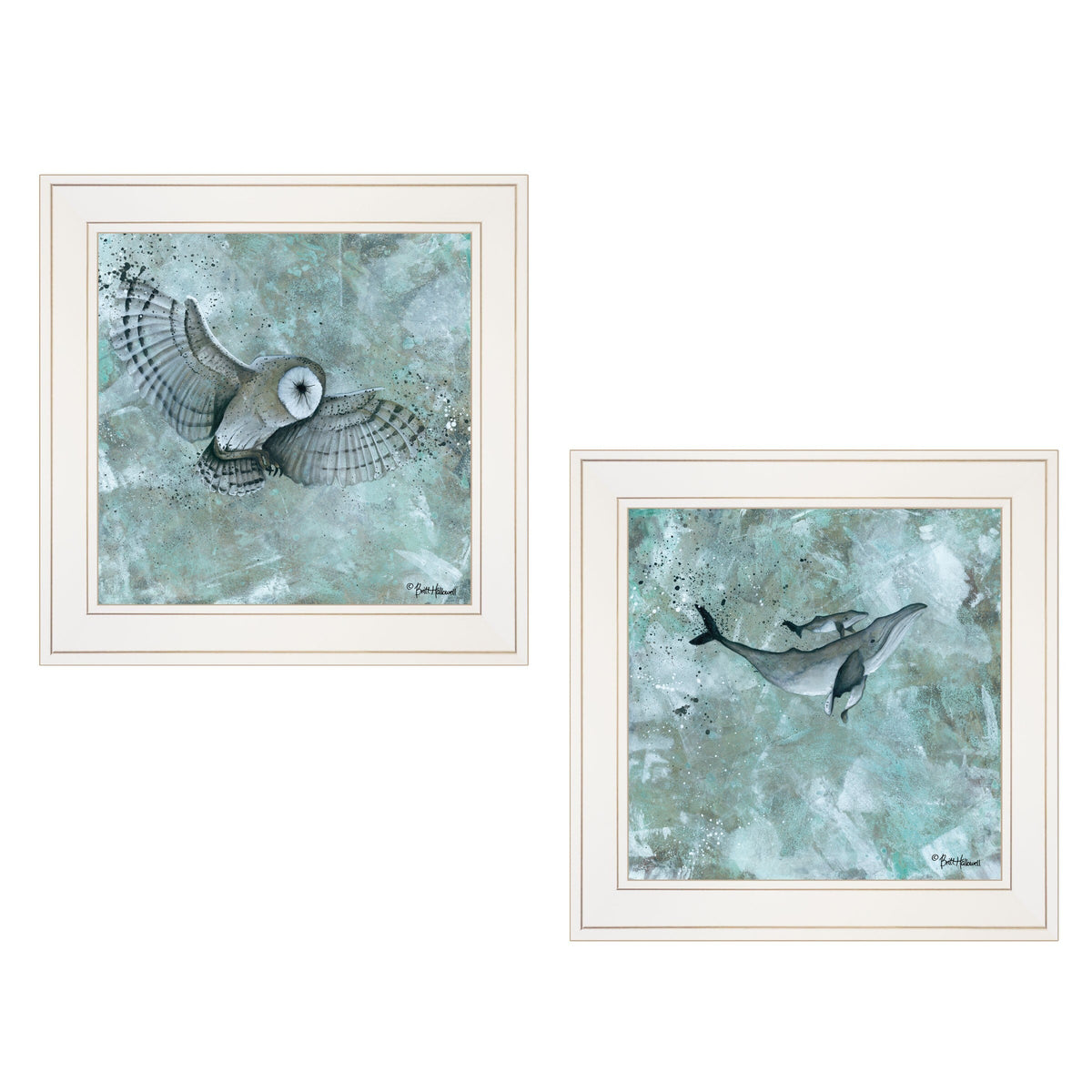 Set Of Two Wildlife 1 White Framed Print Wall Art W2B