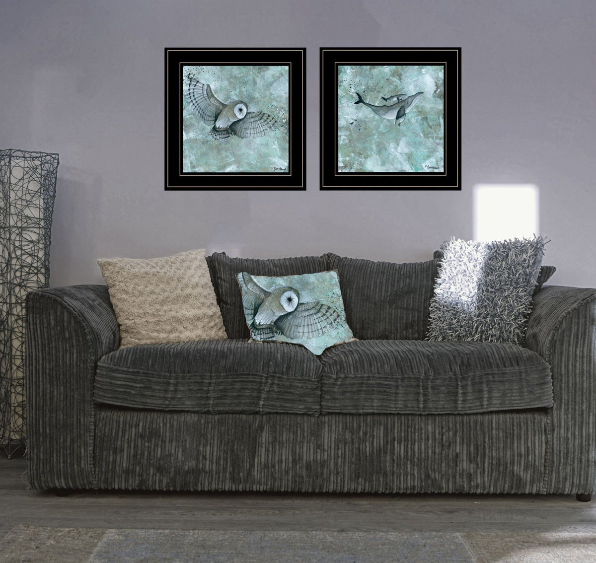 Set Of Two Wildlife 2 Black Framed Print Wall Art W2B