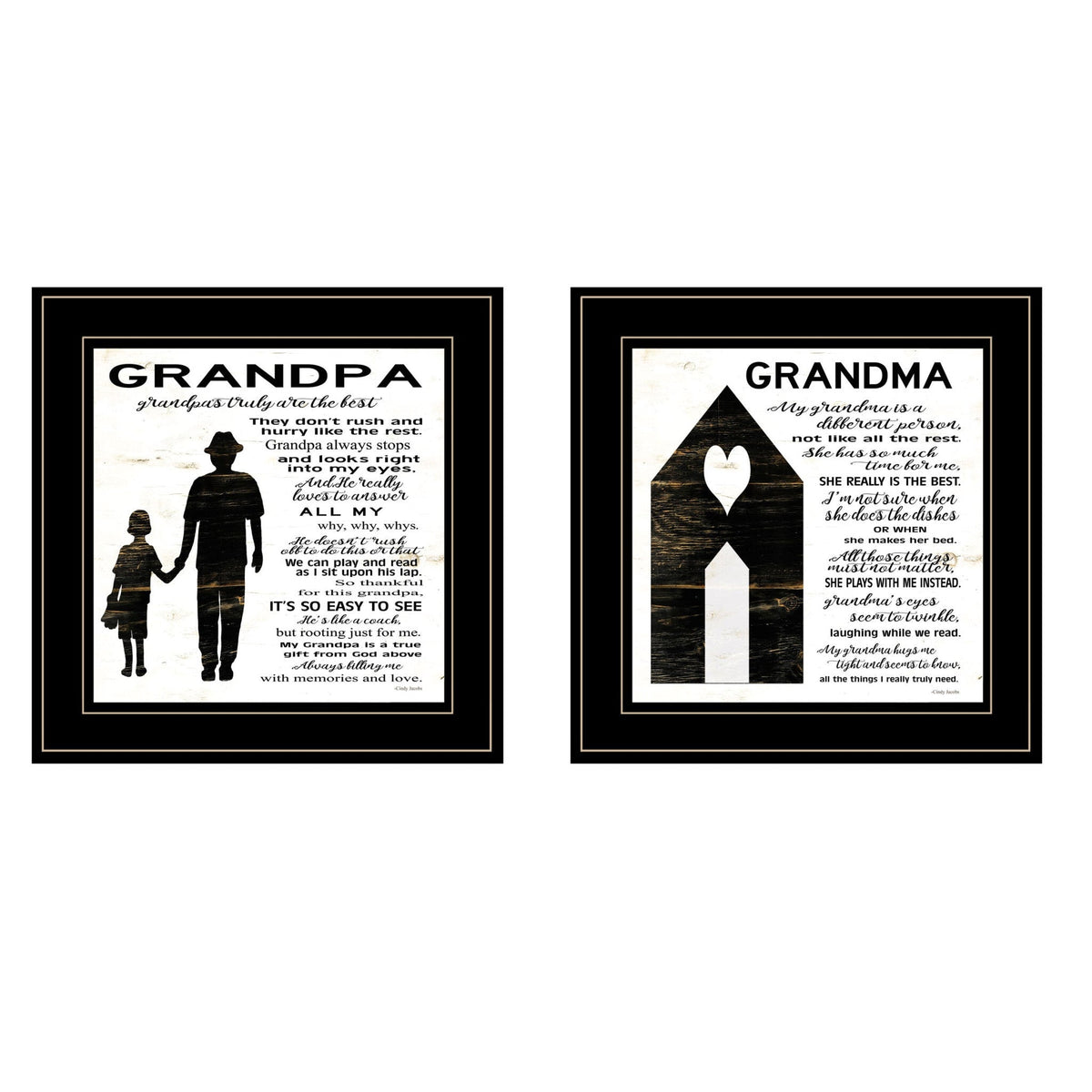 Set Of Two My Grandparents are the Best 1 Black Framed Print Wall Art W2B