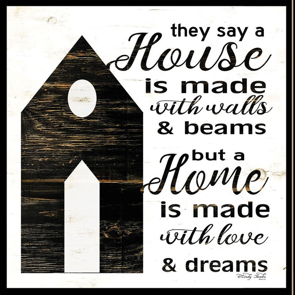 Set Of Two House or Blessing Black Framed Print Wall Art W2B