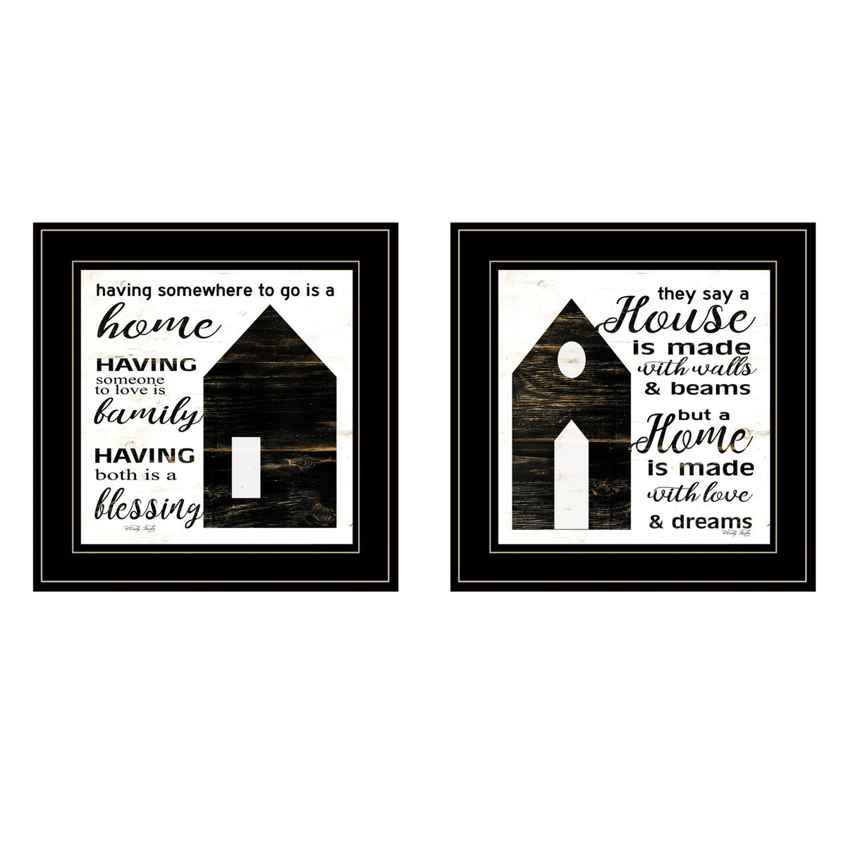 Set Of Two House or Blessing Black Framed Print Wall Art W2B