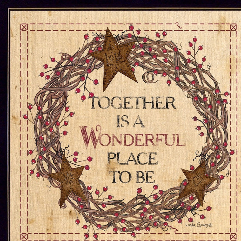 Set Of Two Together is a wonderful Place Black Framed Print Wall Art W2B