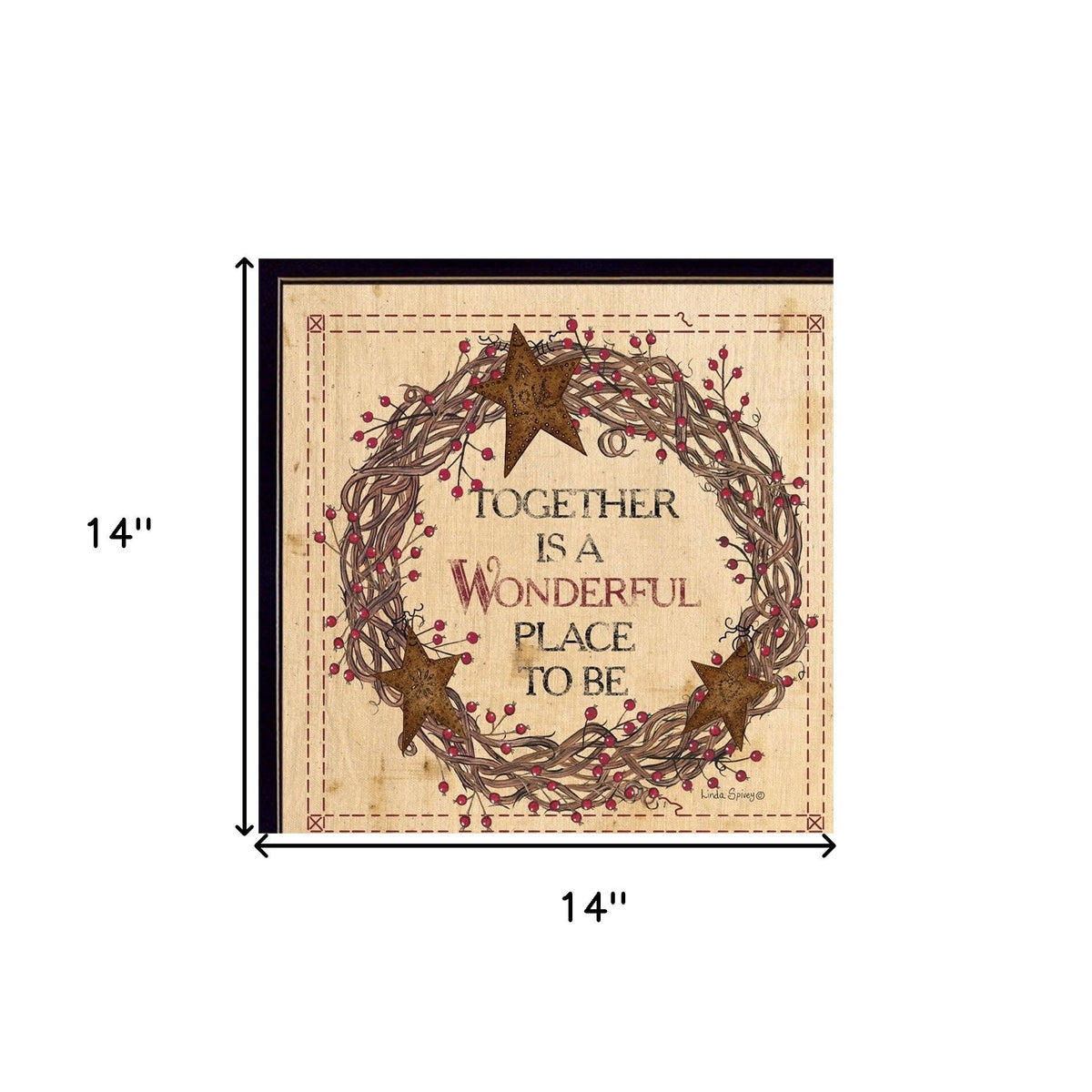 Set Of Two Together is a wonderful Place Black Framed Print Wall Art W2B
