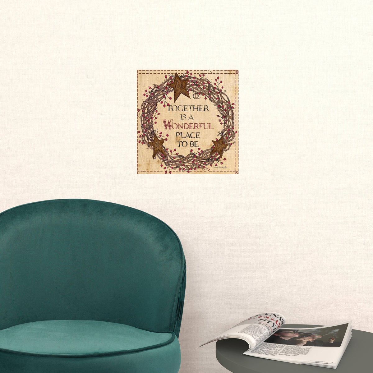 Set Of Two Together is a wonderful Place Black Framed Print Wall Art W2B
