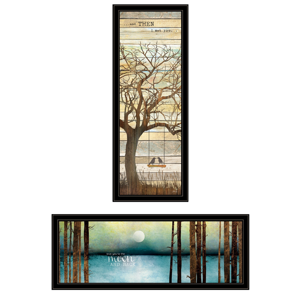 Set Of Two I met You or Living your Dreams 1 Black Framed Print Wall Art W2B