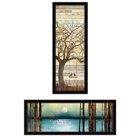 Set Of Two I met You or Living your Dreams 1 Black Framed Print Wall Art W2B